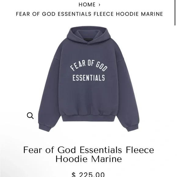 ESSENTIALS Fear of God Essentials Navy Hoodie ✨Authentic✨ - Picture 6 of 6